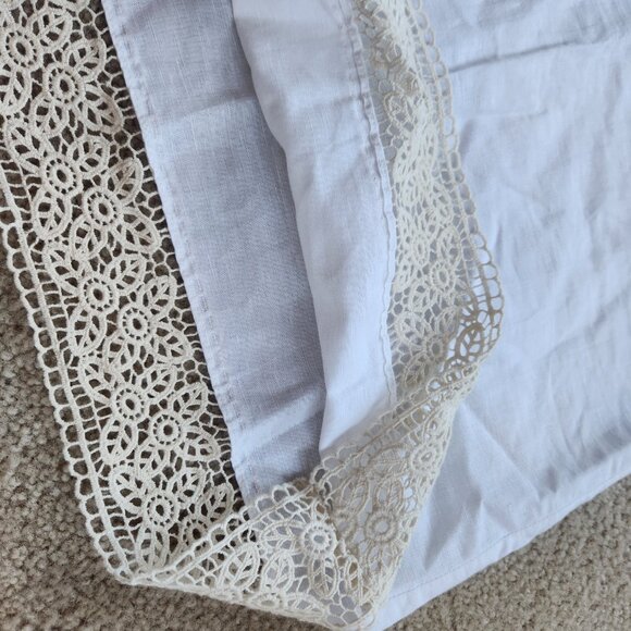 NWOT Embroidered Crocheted Linen Tunic Dress - Picture 4 of 7